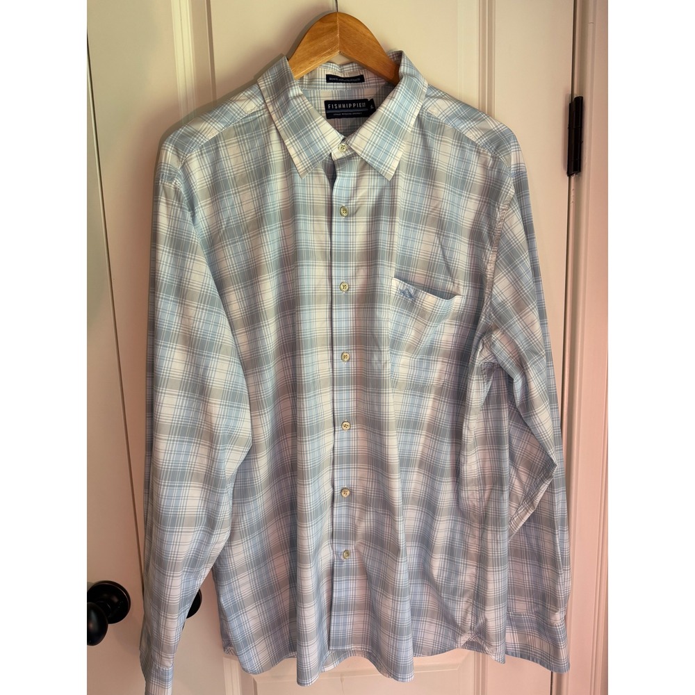 Original Penguin Mens Heritage Slim Fit Plaid Button Down Shirt Blue Orange 17.5
